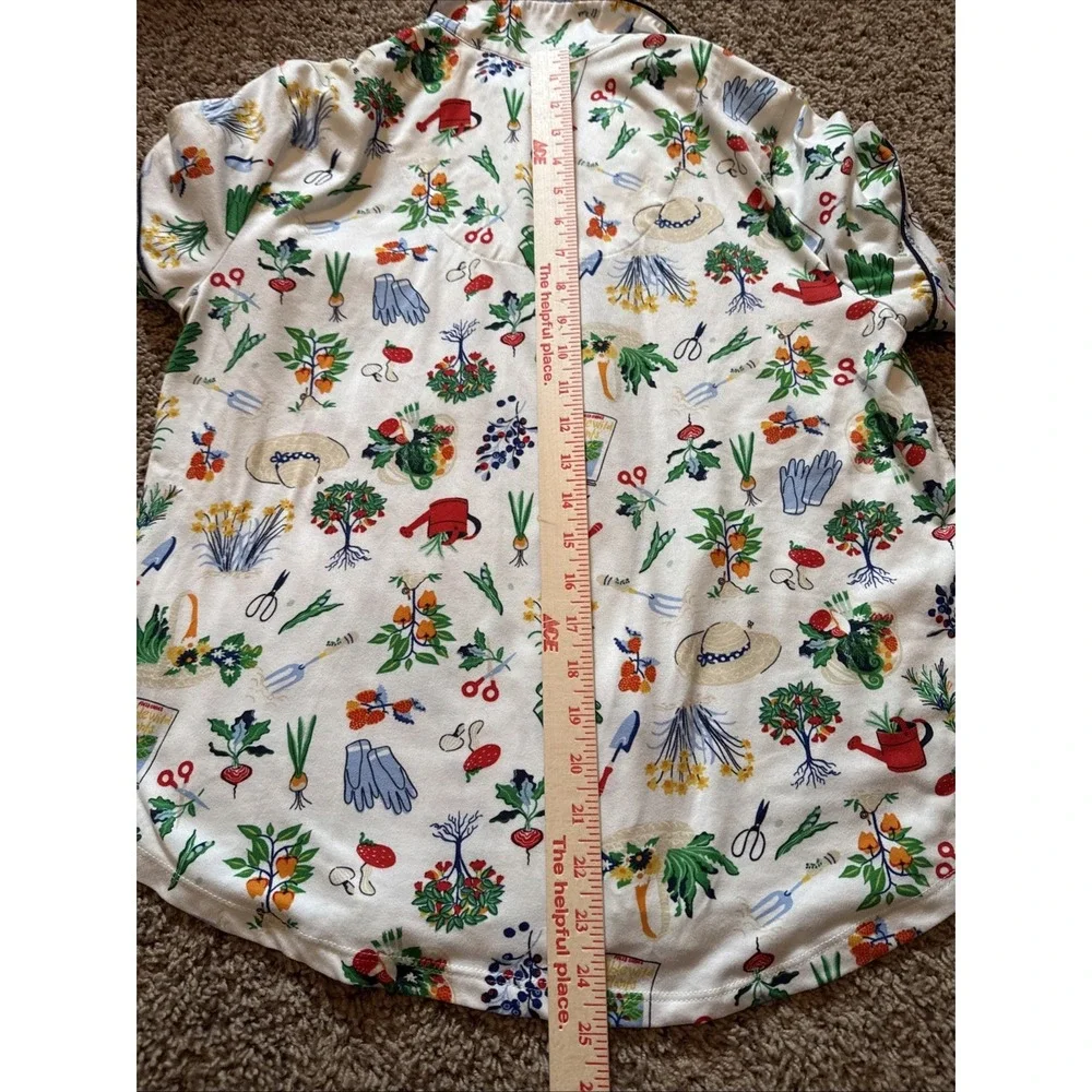 Kate Spade White Colorful IN THE GARDEN Knit Cropped Pajama Set Medium Floral - Picture 5 of 12